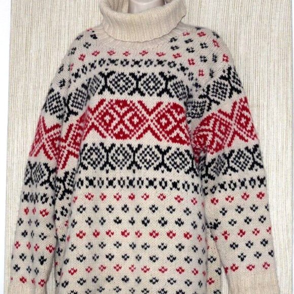 Eddie Bauer Lambswool Angora Turtleneck Winter Fair Isle Knit  Pullover Size:2XL - Picture 1 of 4